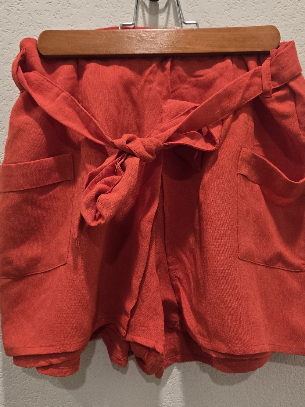 Delicious High-Waist Tie-Belt Red-Orange SKORT
